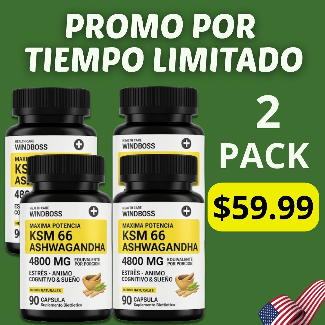 WINDBOSS ASHWAGANDHA KSM 66 / 4800 Mg / PACK X2 - X4