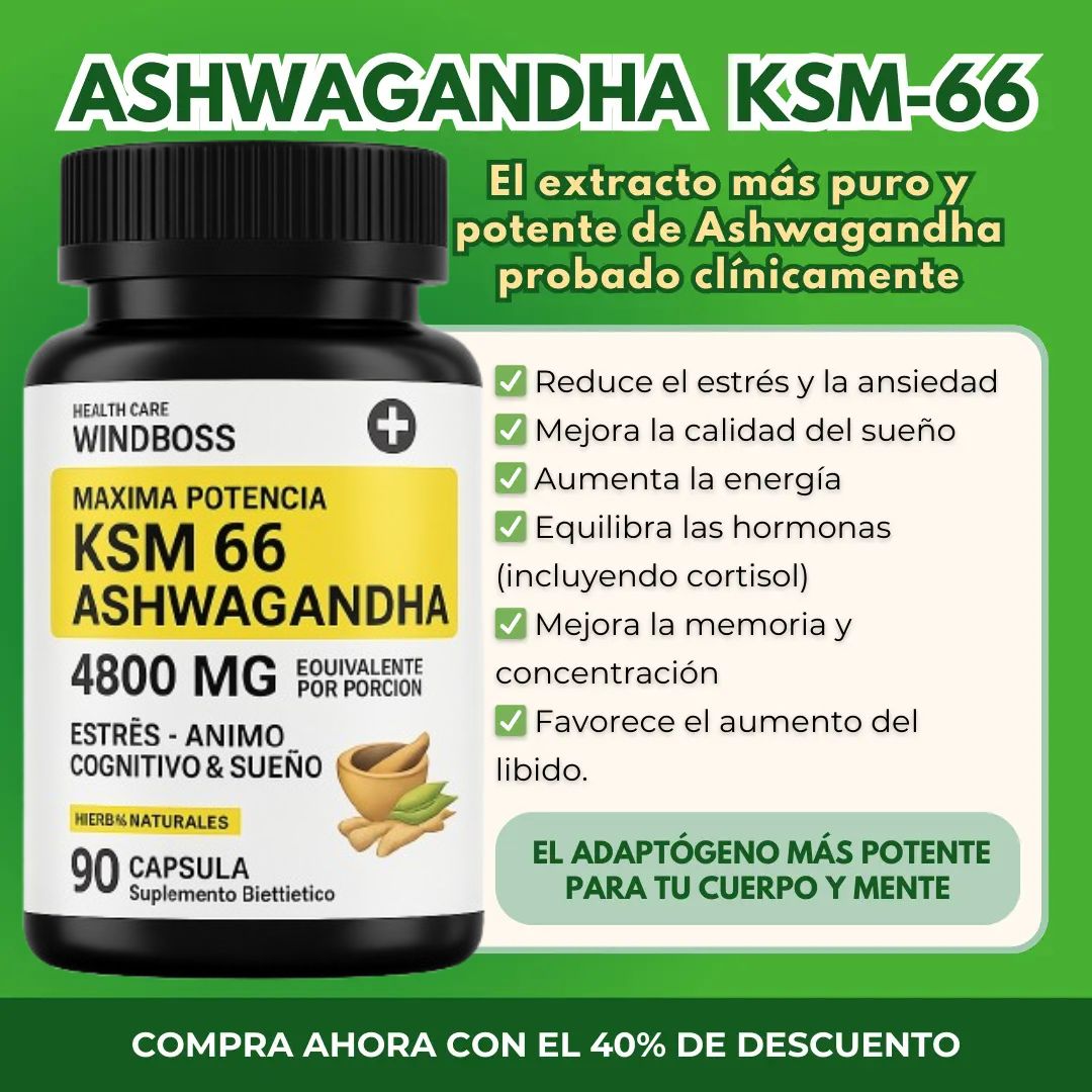 WINDBOSS ASHWAGANDHA KSM 66 / 4800 Mg / PACK X2 - X4