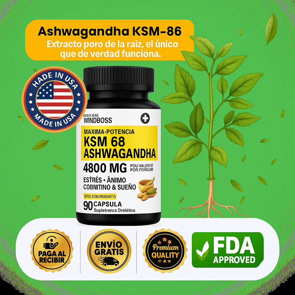 WINDBOSS ASHWAGANDHA KSM 66 / 4800 Mg / PACK X2 - X4
